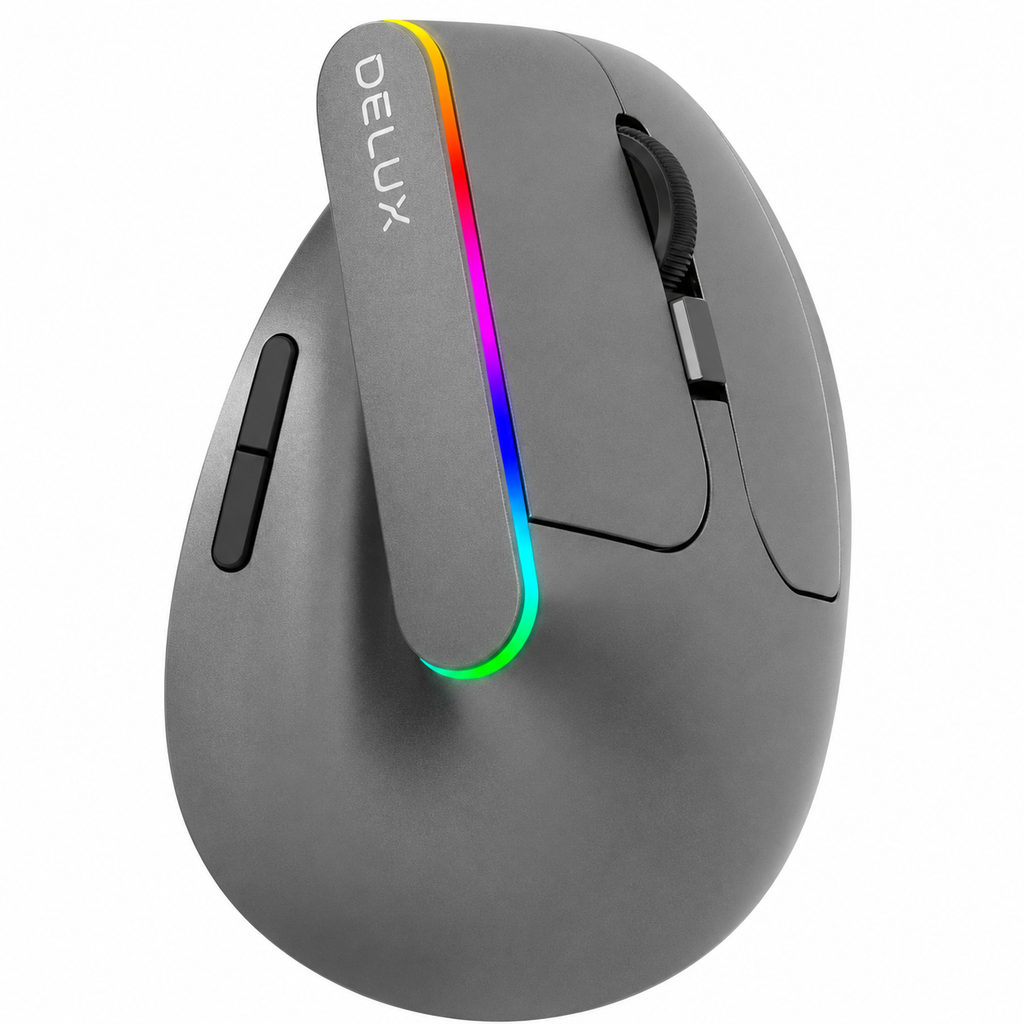 DELUX 2.4GHz Wireless Ergonomic Mouse, 5-Button USB Optical Computer Mouse, 10M Wireless Range