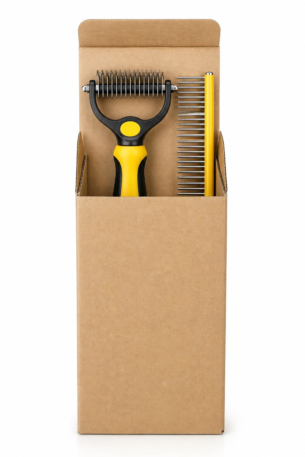 Dog Dematting Comb & Undercoat Rake Set for Dogs & Cats, 2-in-1 Double Sided Deshedding Brush, 17+9 Stainless Steel Teeth, Removes Mats, Tangles & Loose Undercoat, Grooming Tool for Long Thick Coats