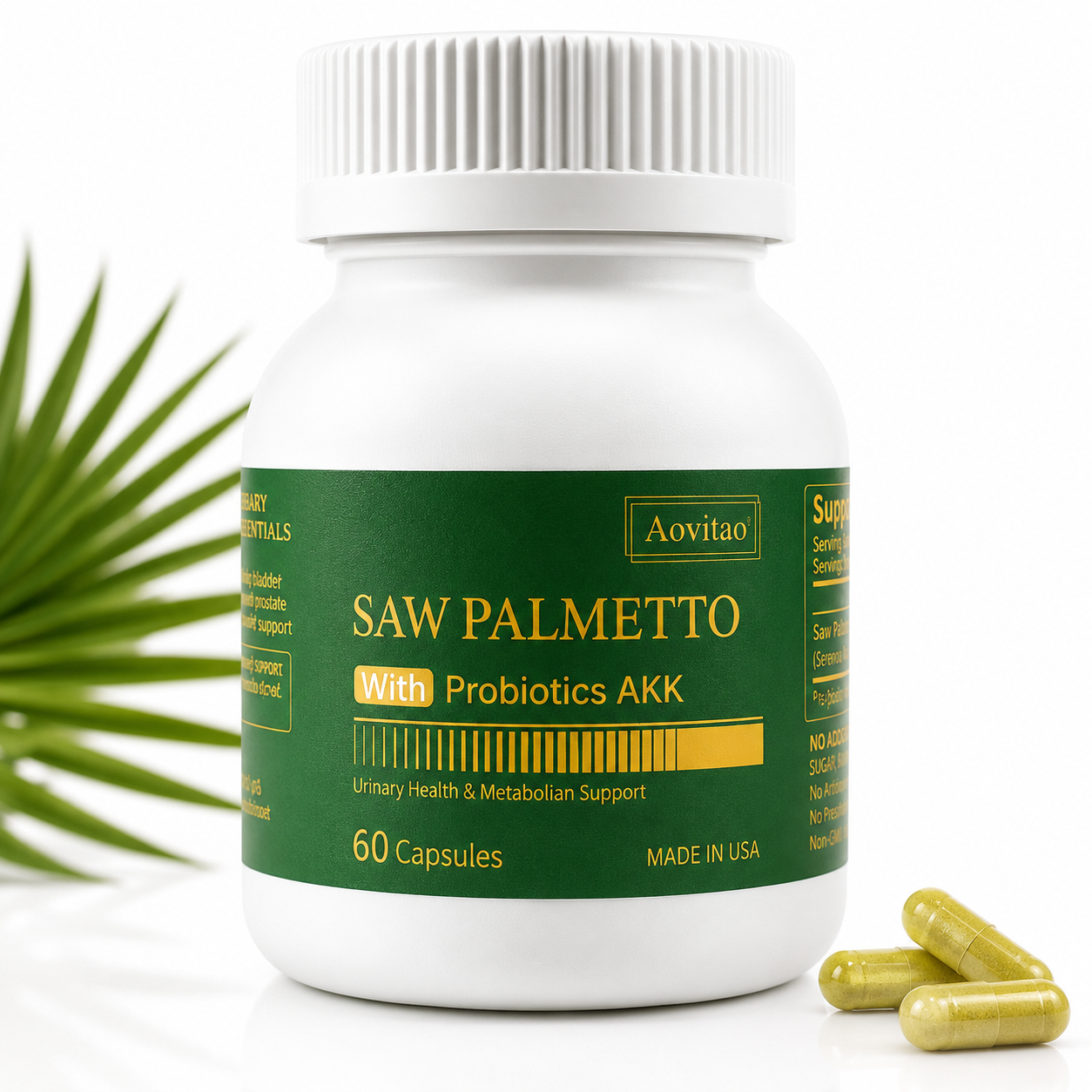 # Product Title

Aovitao Saw Palmetto with Probiotics AKK, 60 Capsules | Urinary & Metabolic Support Supplement