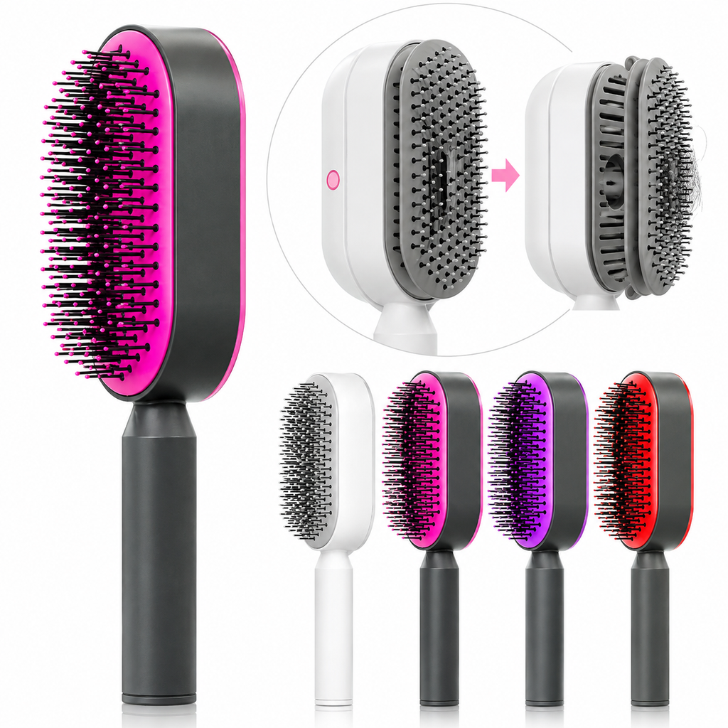 Self Cleaning Hair Brush For Women One-key Cleaning Hair Loss Airbag Massage Scalp Comb Anti-Static Hairbrush